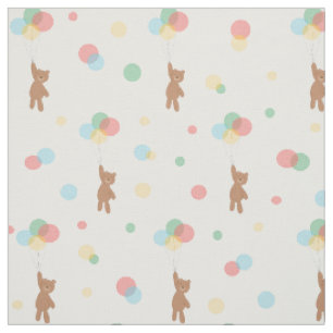 Tissu Ours en peluche et ballons 