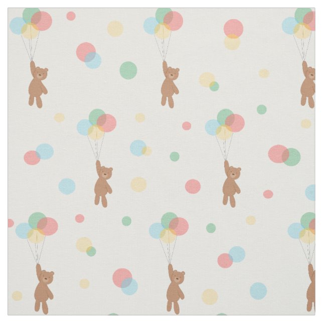 Tissu Ours en peluche et ballons  (Échantillon)