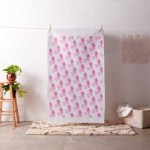 Tissu Ours en peluche rose aquarelle avec ballons