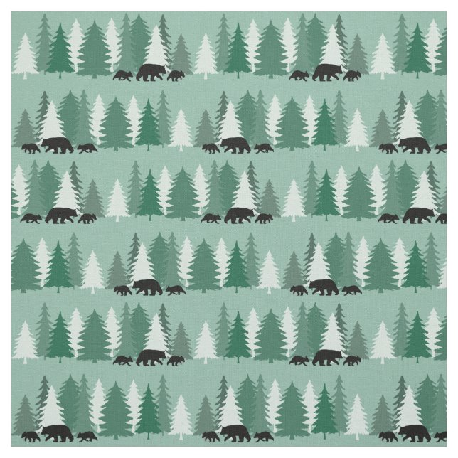 Tissu Ours noir avec CUB dans la forêt (Échantillon)