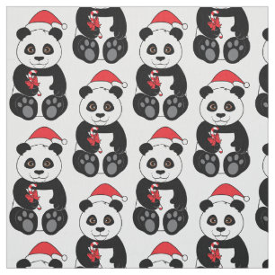 Tissu Ours panda Snacking sur le bambou à Noël