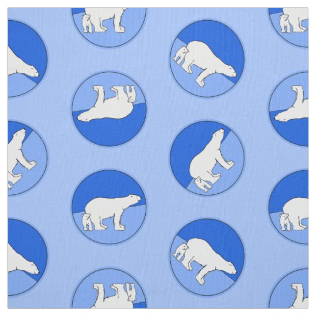 Tissu Ours polaire Mère et Cub Peinture Faune Art (Échantillon)