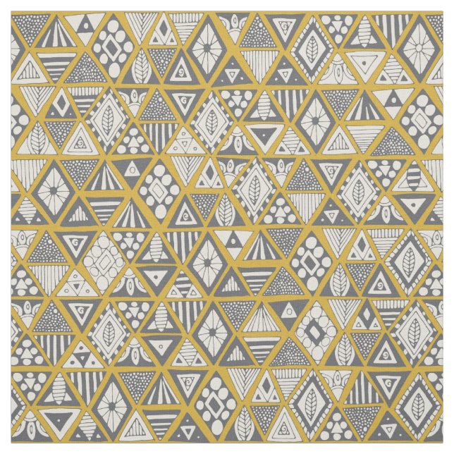 Tissu ours soleil geo jaune argent (Échantillon)
