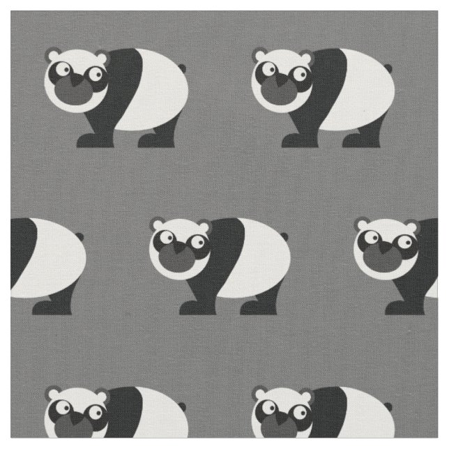 Tissu Ourson Panda Mignon Enfant Bébé Nursery Gris (Fermer)