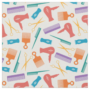 Tissu Outil à cheveux de couleur rétro Motif de silhou