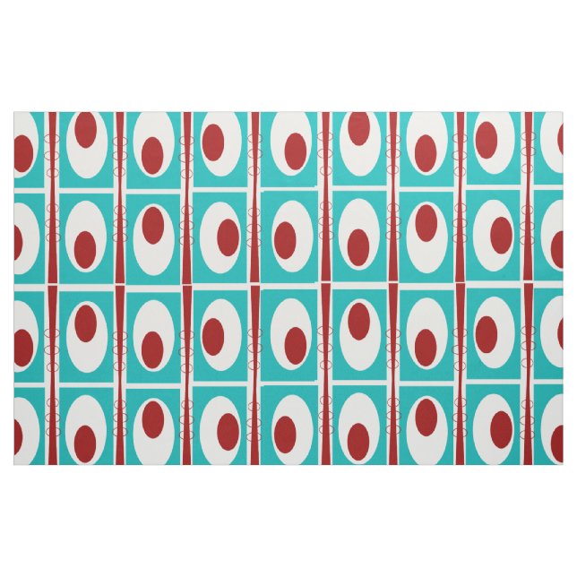 Tissu Ovales Abstraits Turquoise moderne du milieu (Yard)