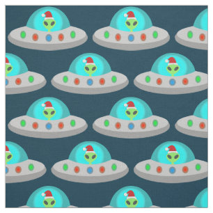 Tissu OVNI de Noël Ho Ho Alien soucoupe volante