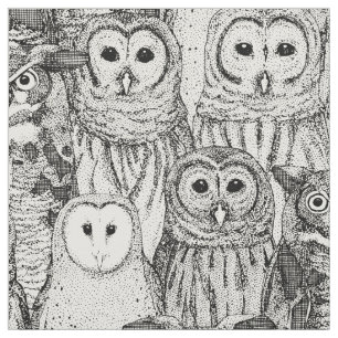 Tissu owls noir NC