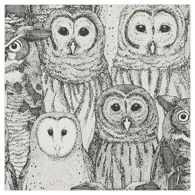 Tissu owls noir NC (Échantillon)