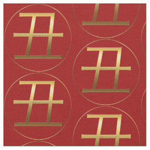 Tissu Ox Year Gold, effet embossé Symbole Zodiac Fabric