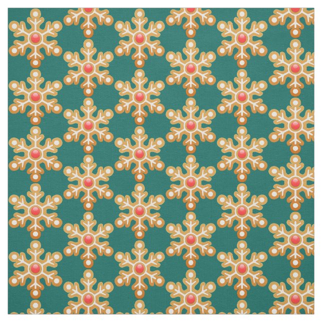 Tissu Pain d'épices de Noël Pneus de neige Motif vert (Échantillon)
