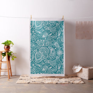 Tissu Paisley blanche sur Arrière - plan Turquoise perso