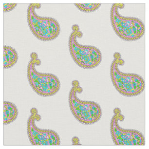 Tissu Paisley Mehndi Motif rose vert Aqua jaune