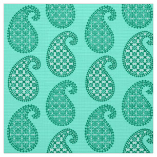 Tissu Paisley motif, aqua et turquoise