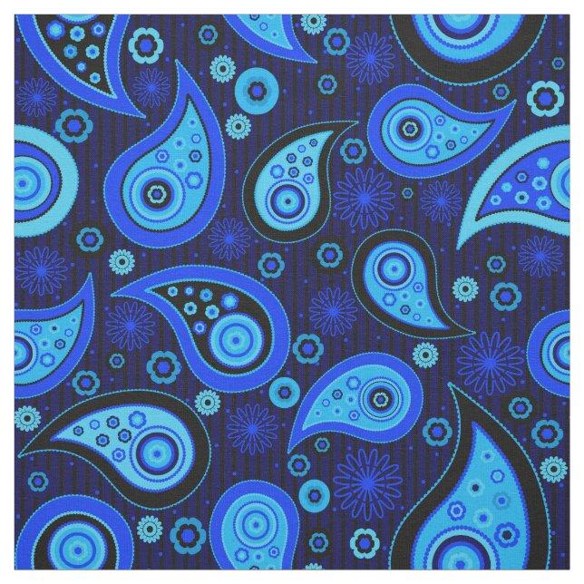 Tissu Paisley motif bleu noir (Échantillon)