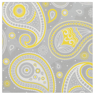 Tissu Paisley motif jaune et gris