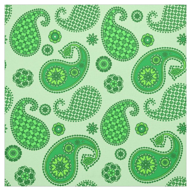 Tissu Paisley Motif, Lime et Emerald Green (Échantillon)