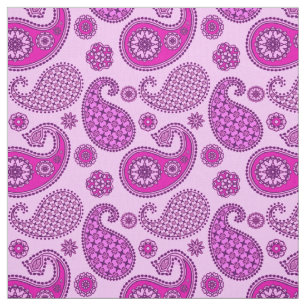 Tissu Paisley motif, orchidée et améthyste violet