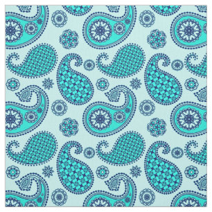 Tissu Paisley motif, turquoise, aqua et marine