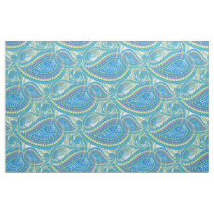 Tissu Paisley-vert bleu violet