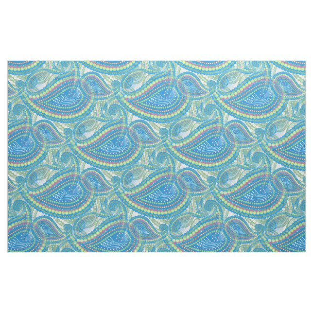 Tissu Paisley-vert bleu violet (Fat Quarter)