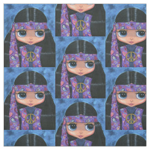 Tissu Paisley violette Hippie poussette avec la paix Sig