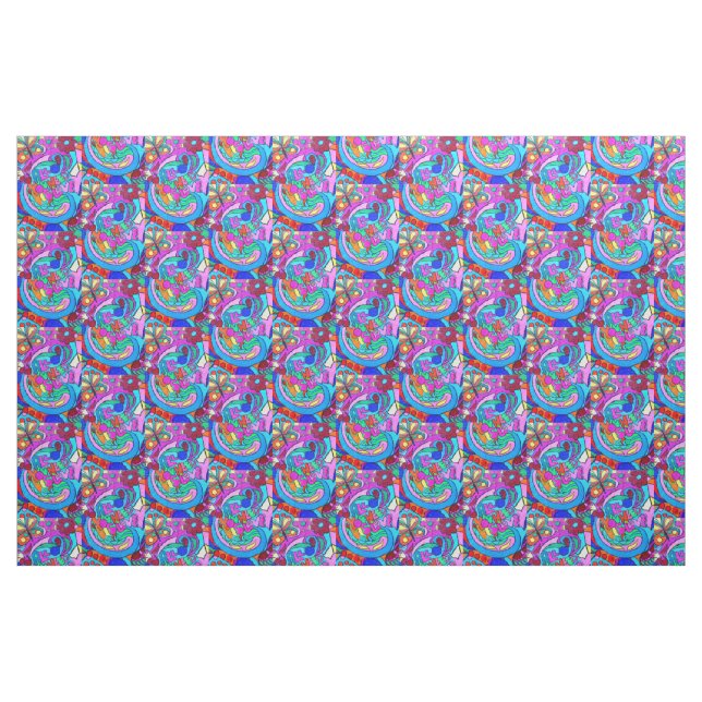 Tissu Paix et amour psychédéliques super (Fat Quarter)