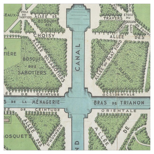 Tissu Palais vintage de carte de Versailles (Échantillon)