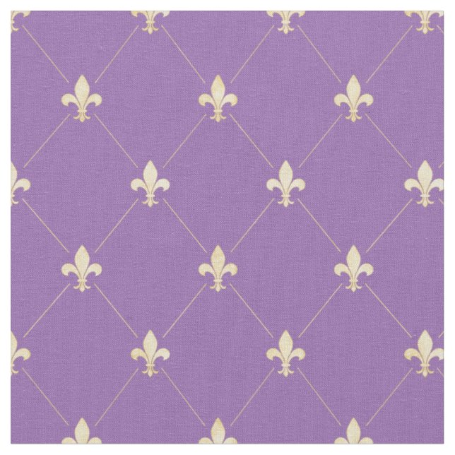 Tissu Pale Gold Fleur-de-Lis (petite échelle) violet (Fermer)