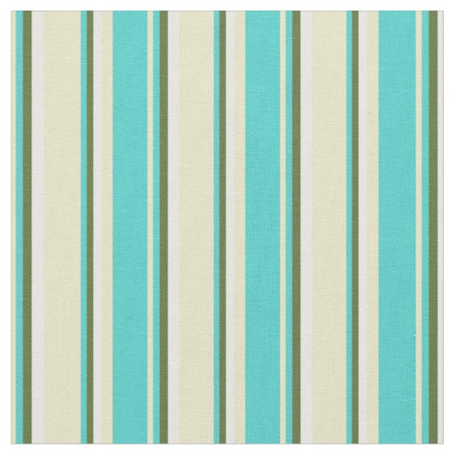 Tissu Pale Goldenrod, Turquoise, Vert Olive foncé, Blanc (Fermer)
