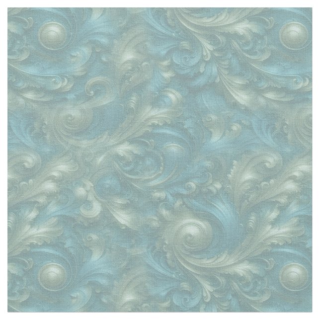 Tissu Palette bleu clair sur un design Baroque en bronze (Fermer)