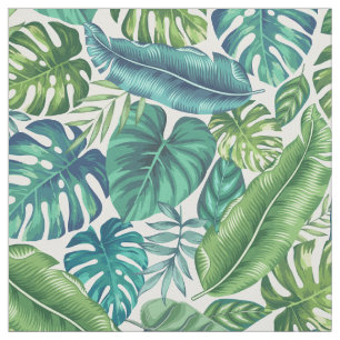 Tissu Palm vert et Turquoise Tropical Banana Monstera Fe