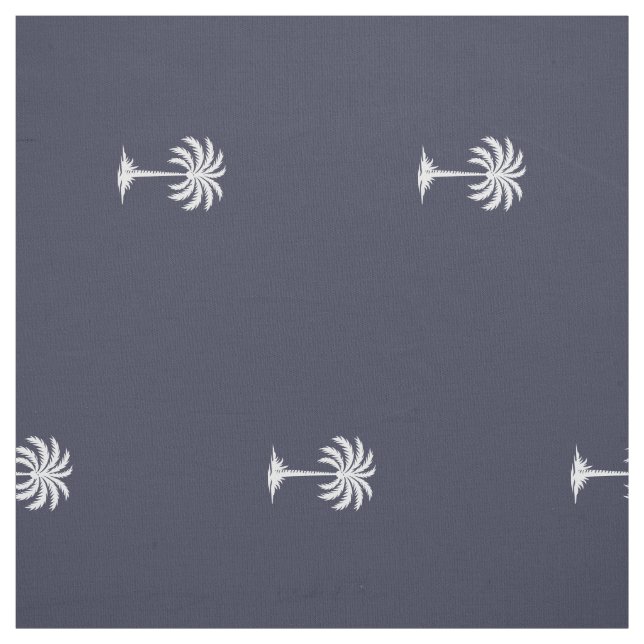Tissu Palmier côtier de Preppal sur bleu minuit (Échantillon)