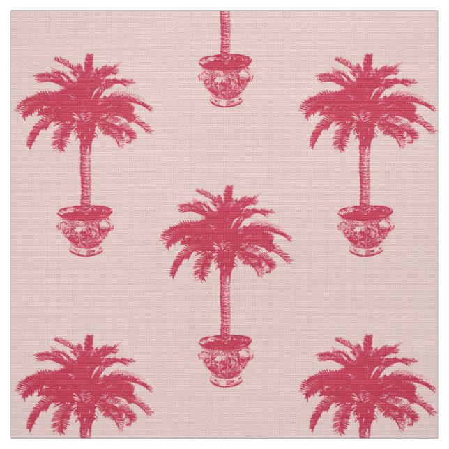 Tissu Palmier pointu dans les tons rose corail (Échantillon)