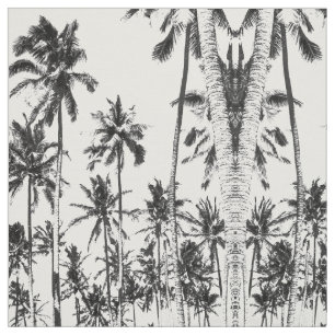 Tissu Palmier tropical noir et blanc été moderne
