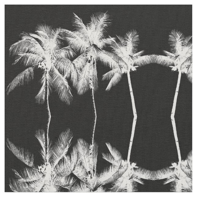 Tissu Palmier tropical noir et blanc moderne élégant (Fermer)