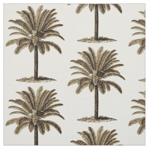 Tissu Palmier tropical vintage de sépia