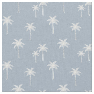 Tissu Palmiers Bohème Côtière Tropical Été Bleu