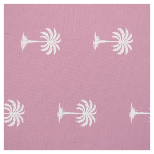 Tissu Palmiers côtiers chics sur rose poussiéreux (Échantillon)