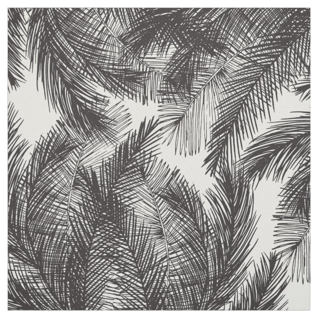 Tissu Palmiers peints à la main d'aquarelle blanche (Échantillon)