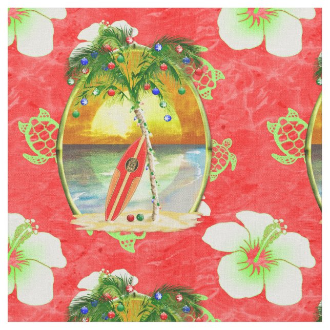 Tissu Palmiers tropicaux de Noël (Fermer)