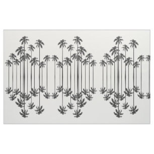 Tissu Palmiers tropicaux exotiques noirs et blancs