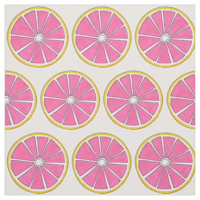 Tissu Pamplemousse rose Agrumes Fruit Plage tropicale Fr (Échantillon)