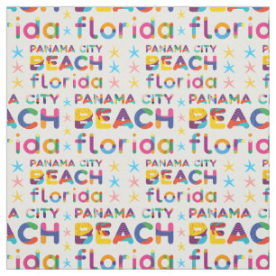 Tissu Panama City Beach, Floride. Motif de texte coloré
