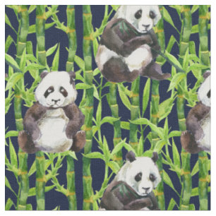 Tissu Panda avec le motif en bambou d'aquarelle