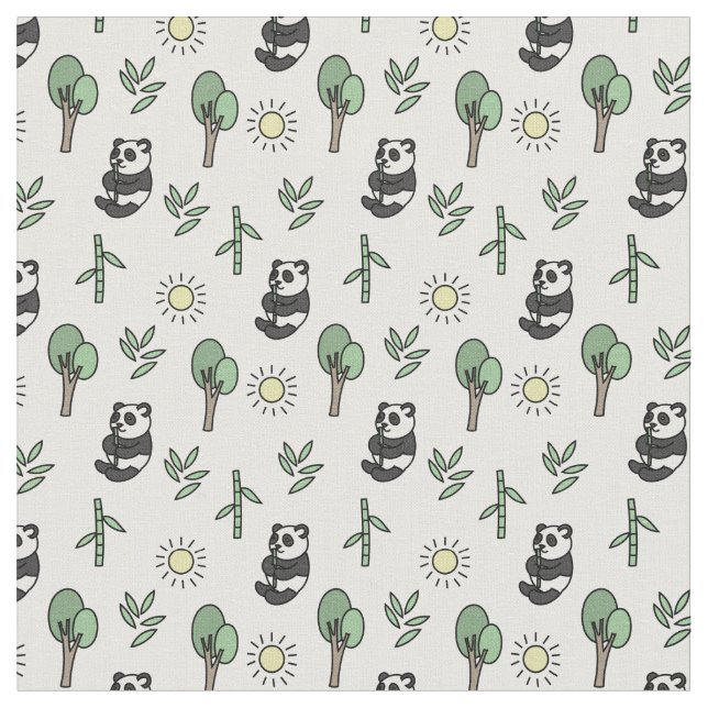 Tissu Panda Bears & Bamboo Motif (Fermer)