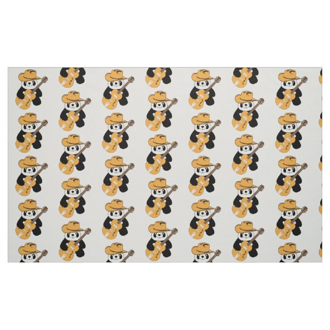 Tissu Panda drôle avec guitare (Fat Quarter)
