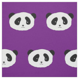 Tissu Panda face motif violet