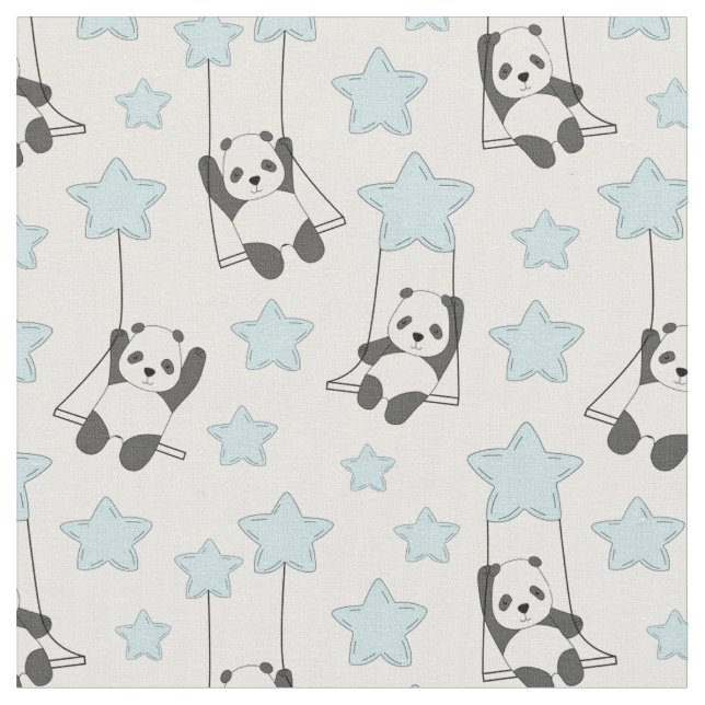 Tissu Pandas et étoiles adorables (Fermer)