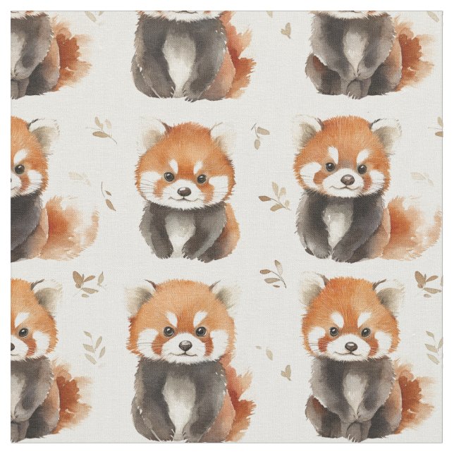 Tissu Pandas rouges aquarelles (Fermer)